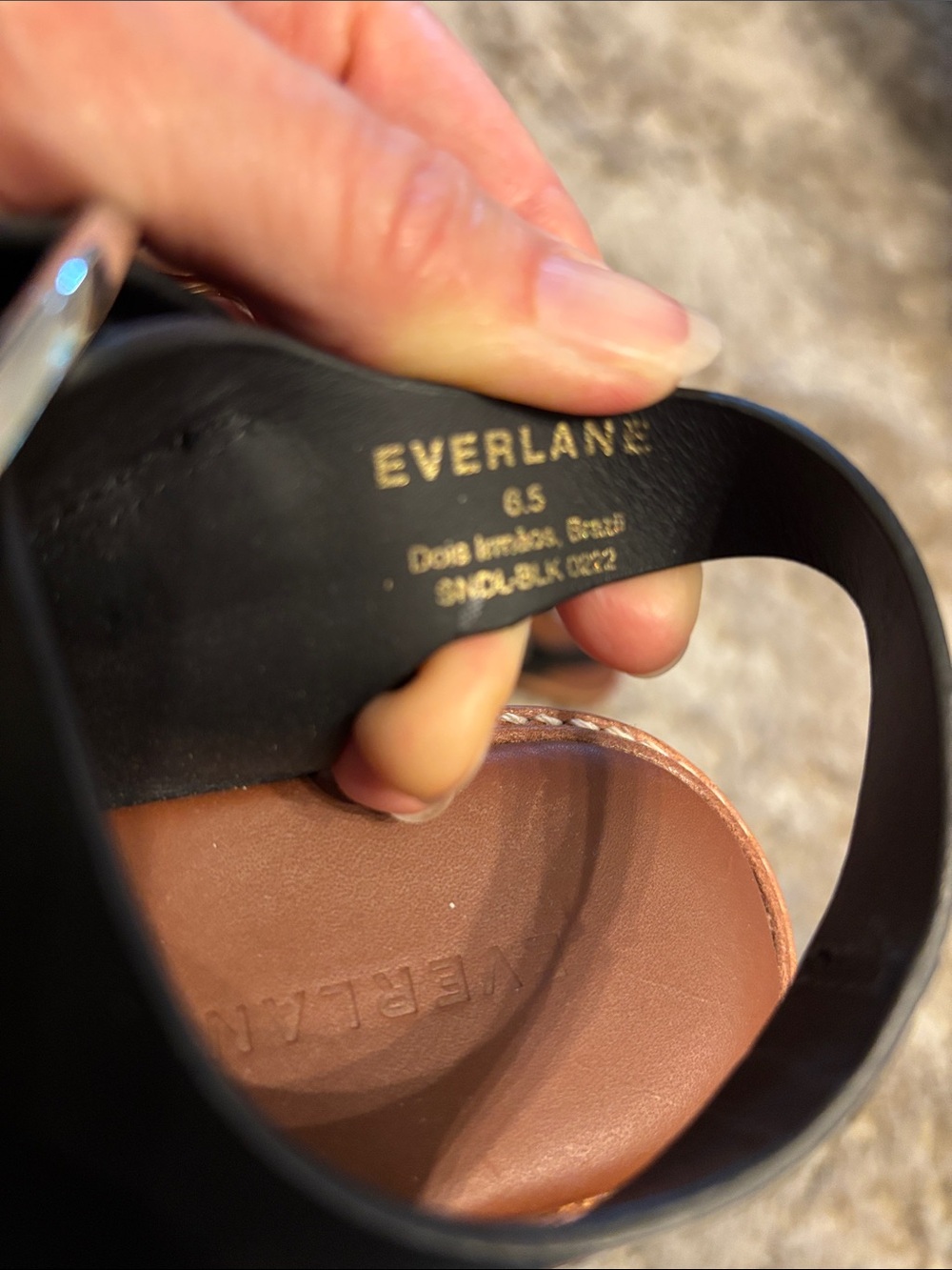 Everlane Black Leather Buckle Sandals with Tan Sole - Picture 8 of 8